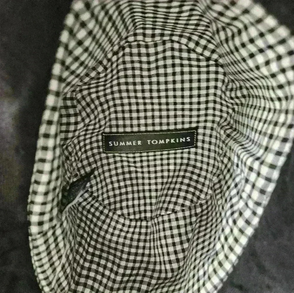 Summer tompkins Beautiful hat. Black w Black & white  plaid edge. Floppy bucket - Picture 5 of 7